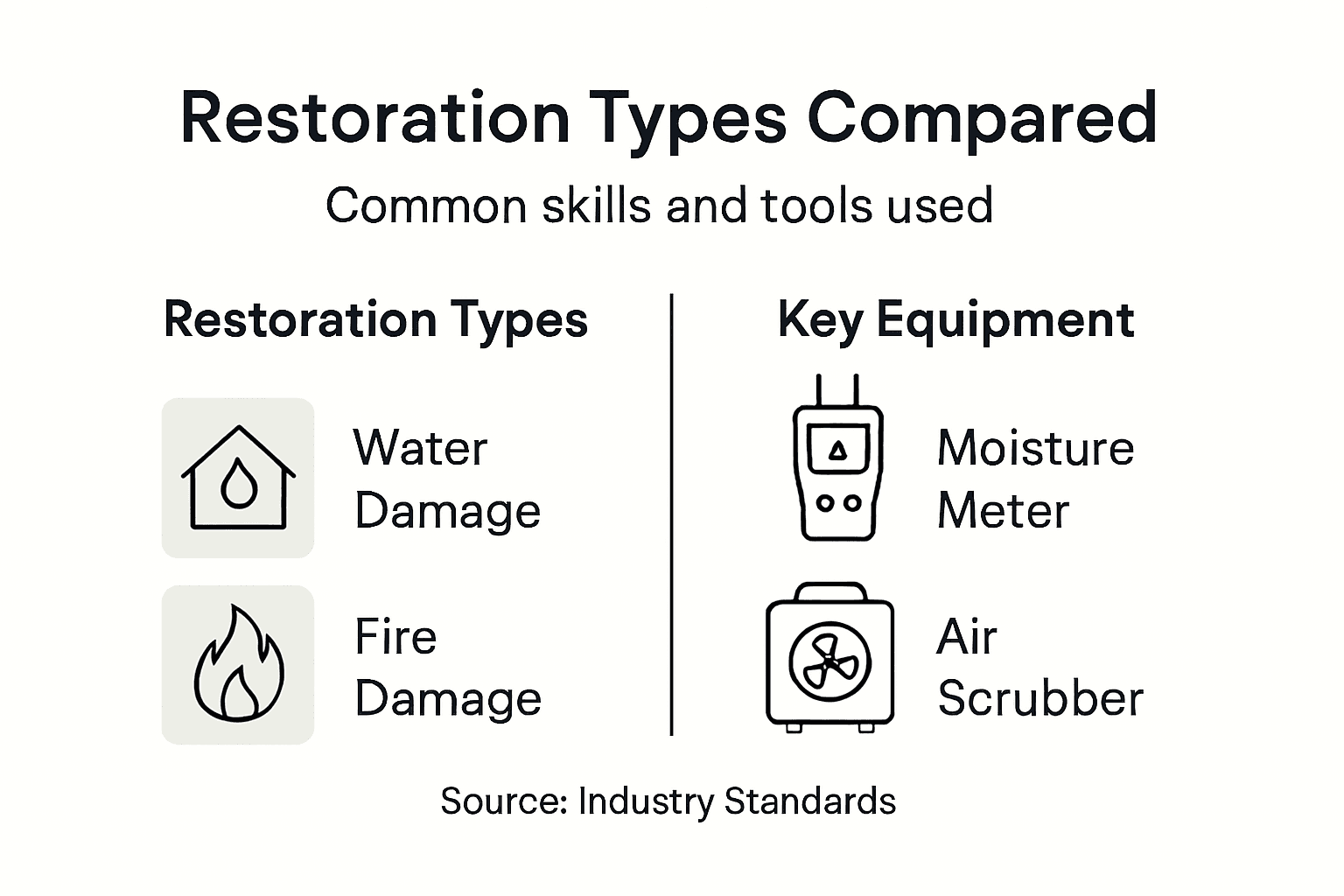 Infographic comparing restoration types and tools