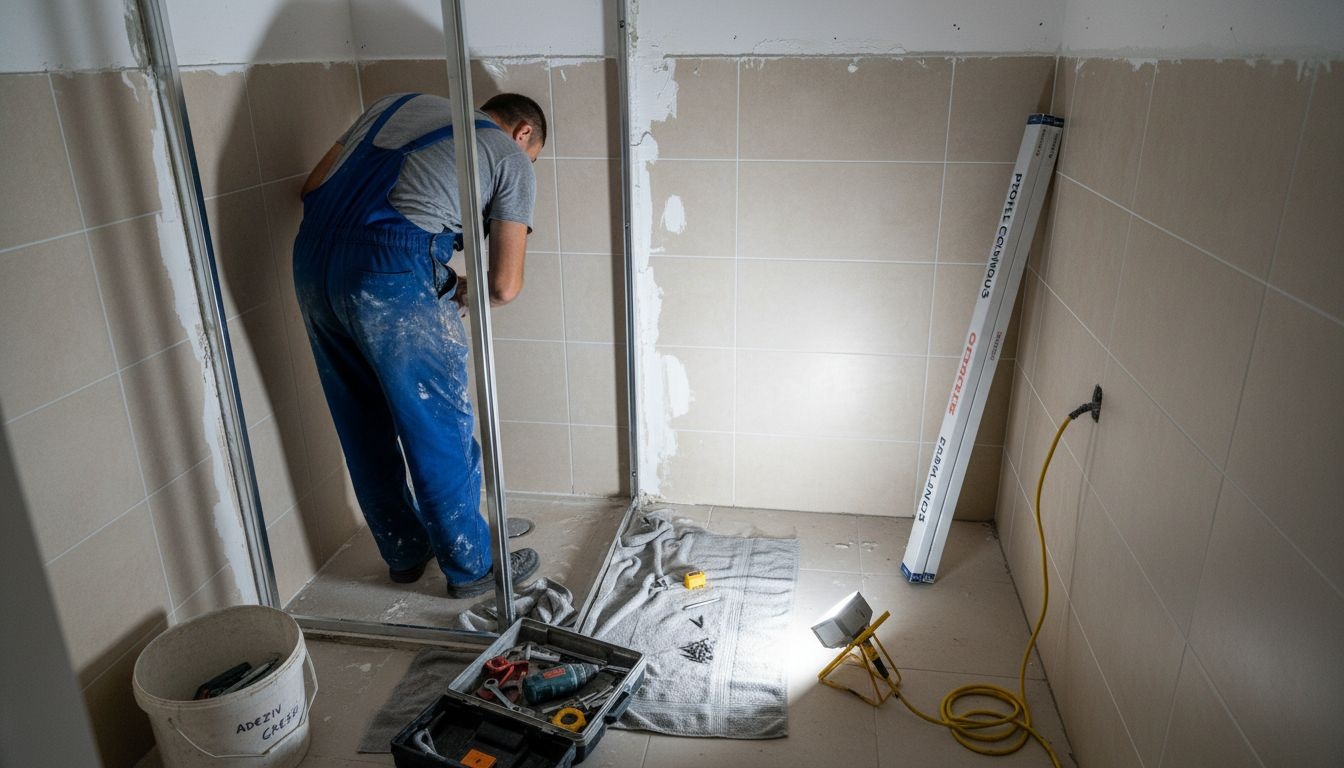 Montarea profilelor pentru o cabină de duș compactă