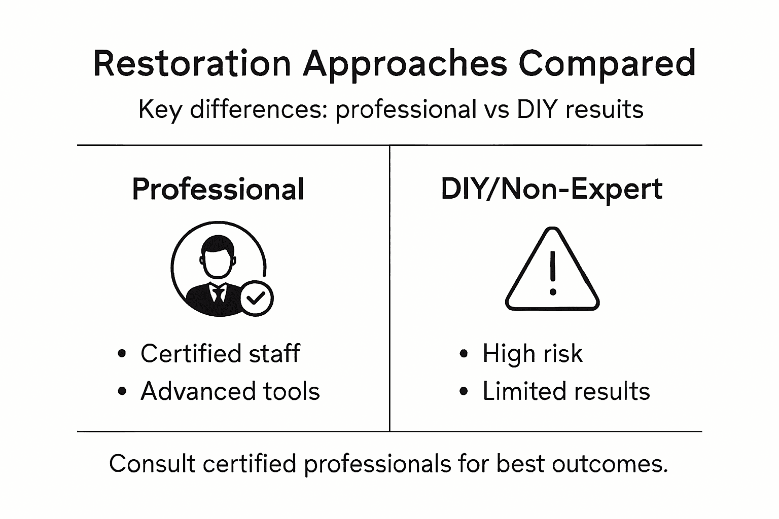 Infographic showing pro versus DIY restoration