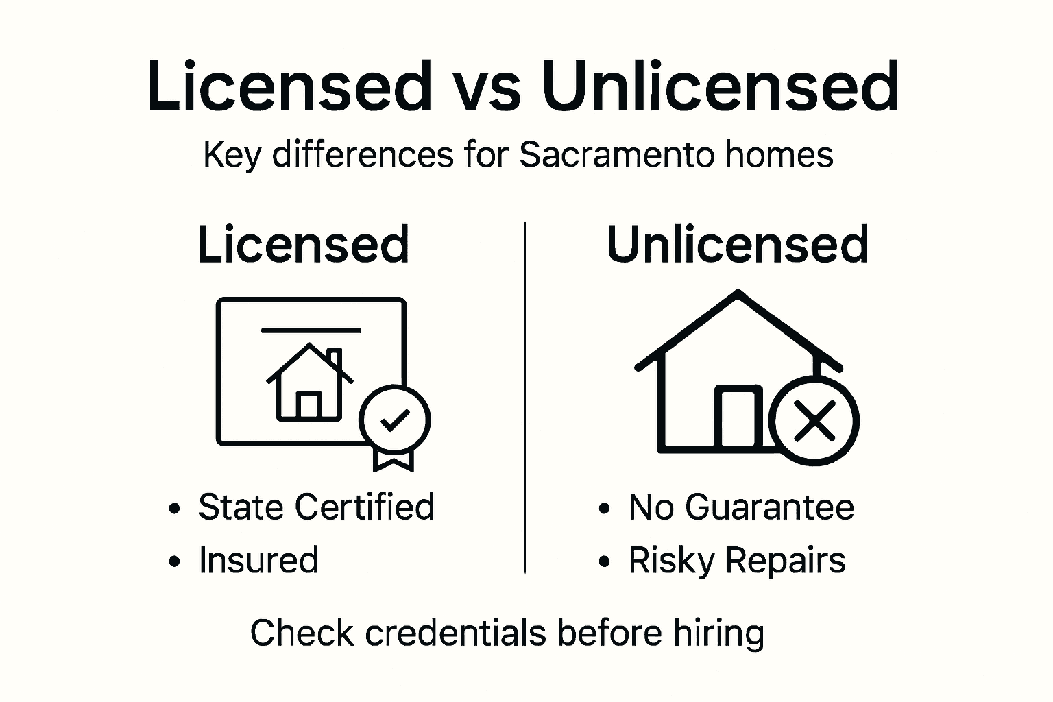 Infographic comparing licensed vs unlicensed plumbers