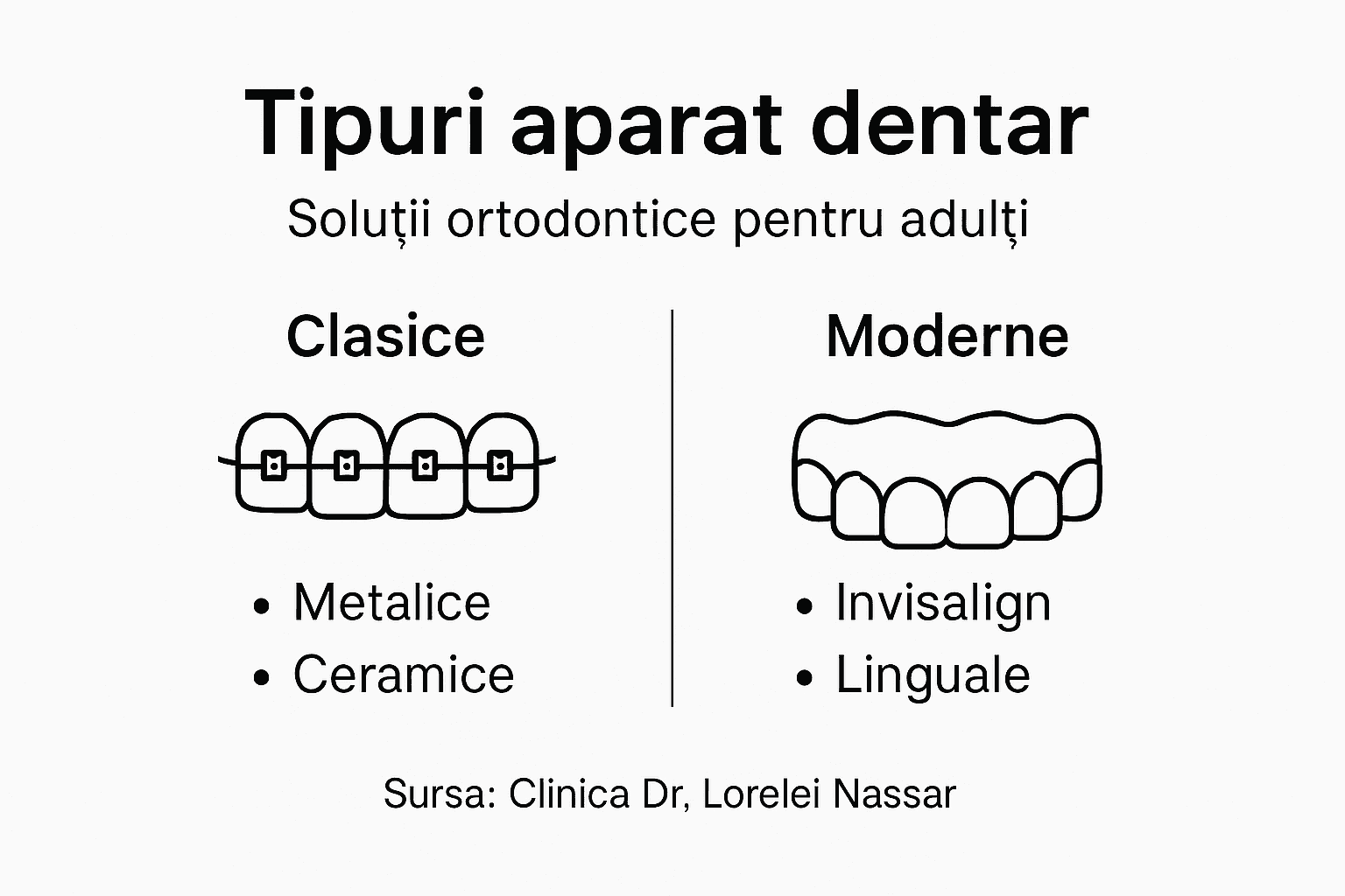 Infografic: Ce tipuri de aparate dentare pot alege adulții
