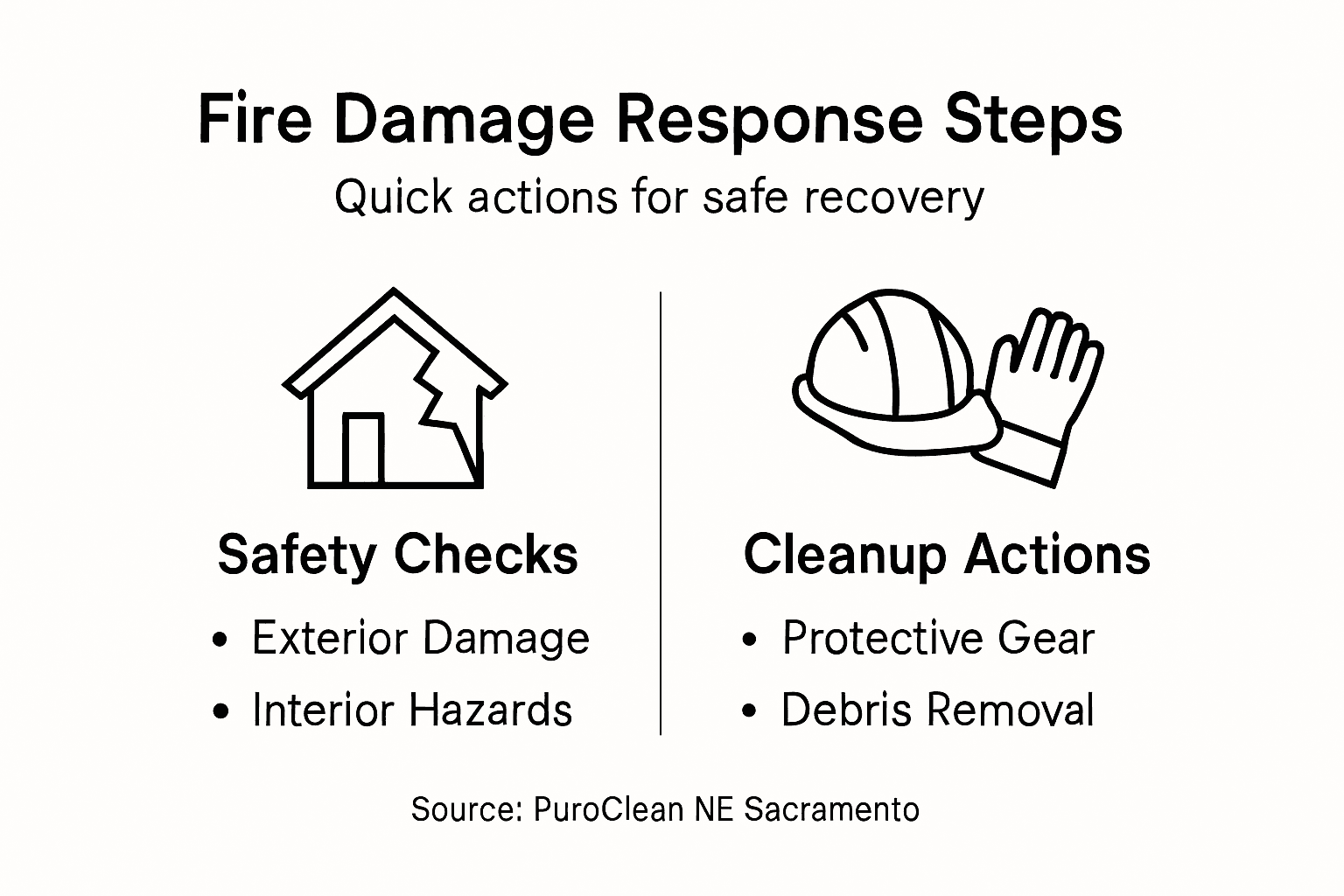 Infographic of fire response steps and actions
