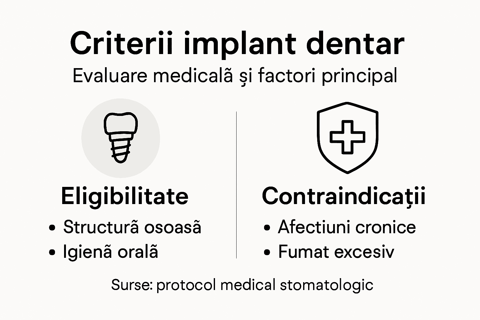 Infografic: Ce condiții trebuie să îndeplinești pentru a putea beneficia de un implant dentar
