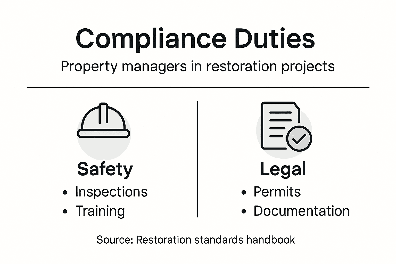 Infographic summarizing property manager compliance duties