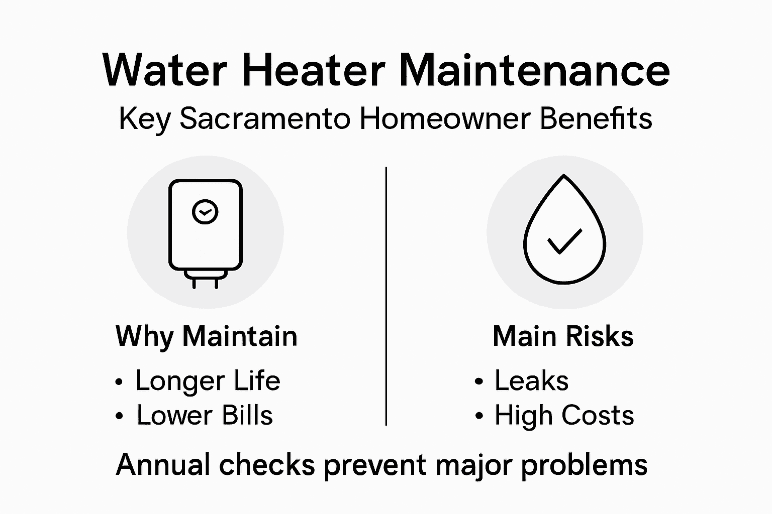 Infographic on water heater maintenance benefits and risks