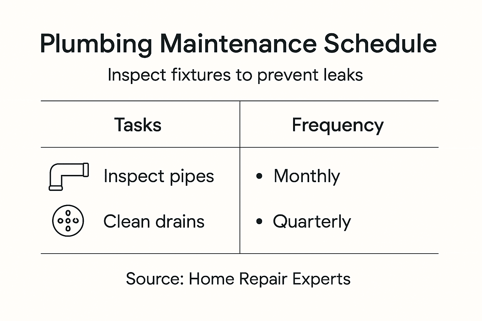 Infographic on bathroom plumbing maintenance tasks