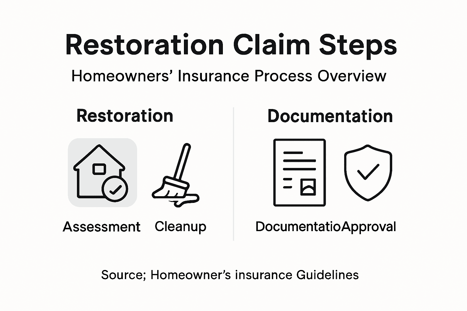 Infographic showing restoration and claim steps
