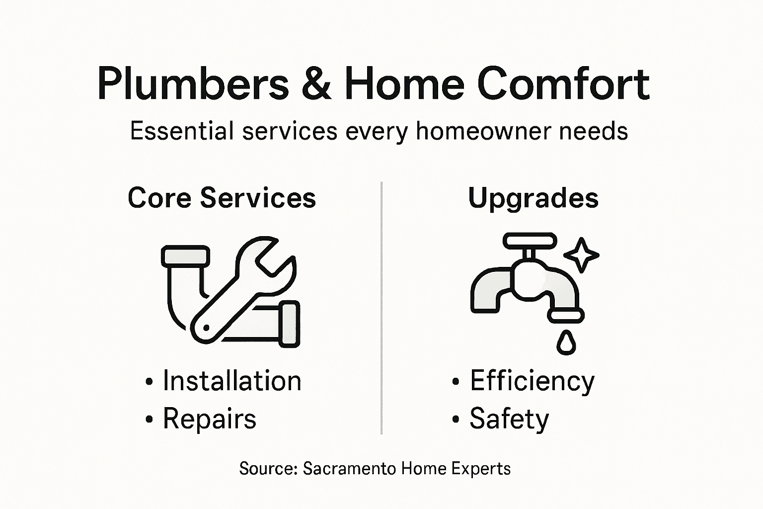 Overview infographic of plumbing services for homes