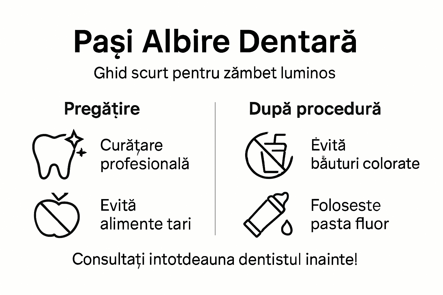 Ghid vizual: etapele principale ale procedurii de albire a dinților