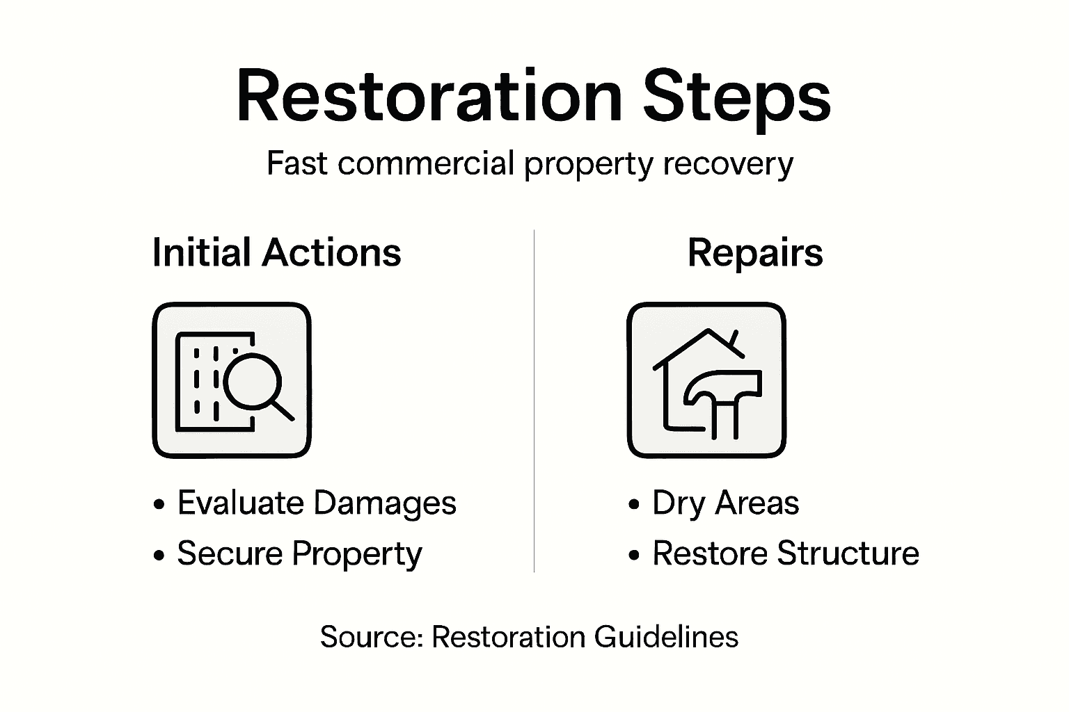 Infographic summarizing commercial restoration steps