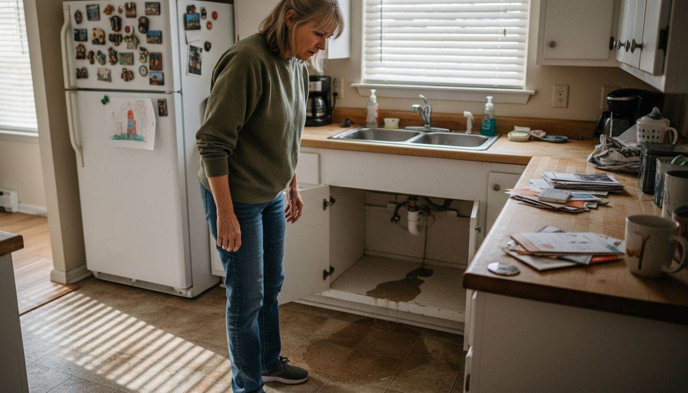 Leaking pipe in home kitchen causes emergency