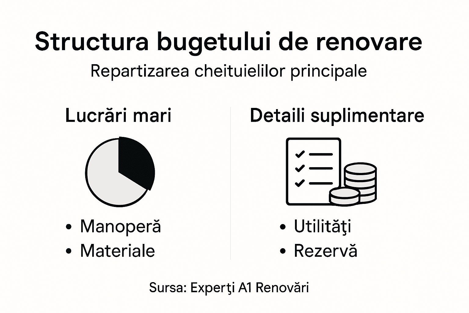 Infografic: Cum arată structura bugetului pentru renovare – principalele categorii de cheltuieli