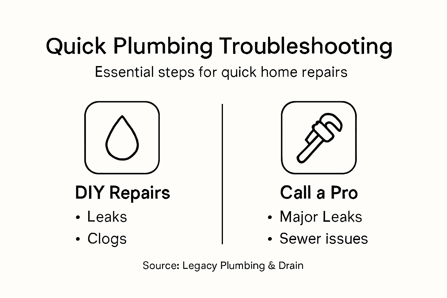 Infographic of plumbing troubleshooting steps and repairs