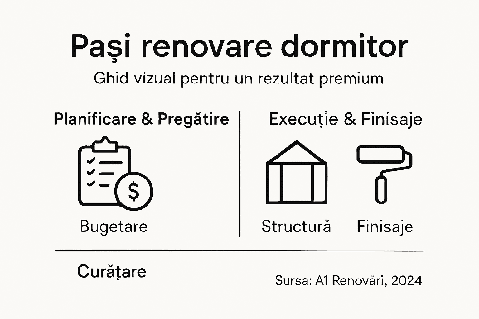 Infografic: etapele esențiale pentru renovarea unui dormitor de lux