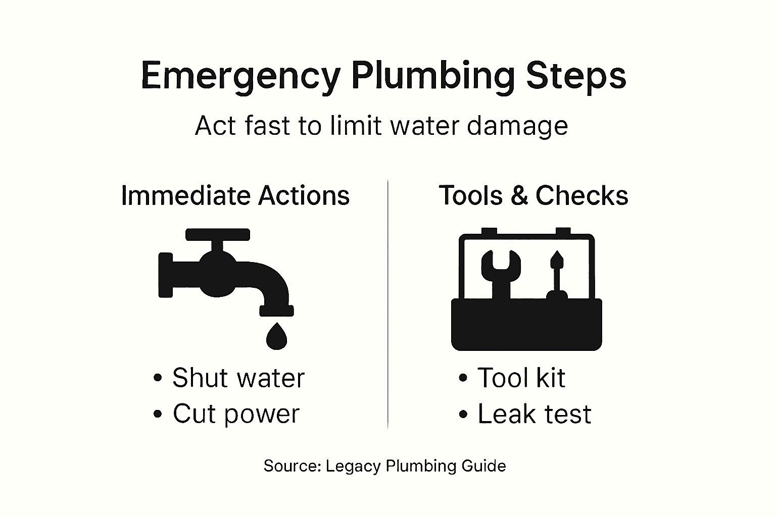 Infographic emergency plumbing steps visual summary