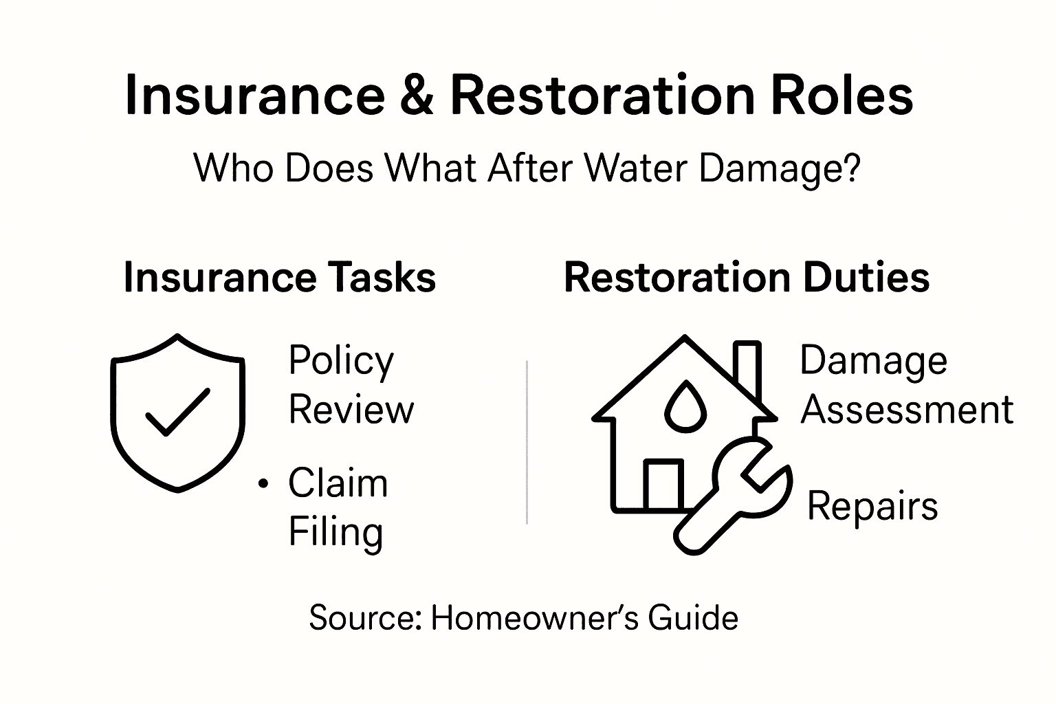 Infographic showing insurance and restoration roles