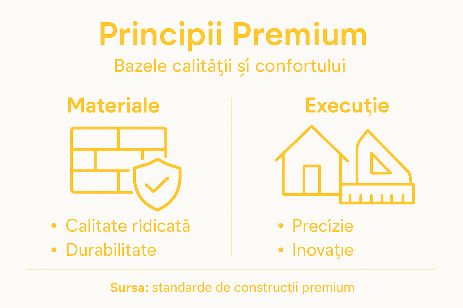 Infografic cu principalele reguli pentru construcții de calitate superioară