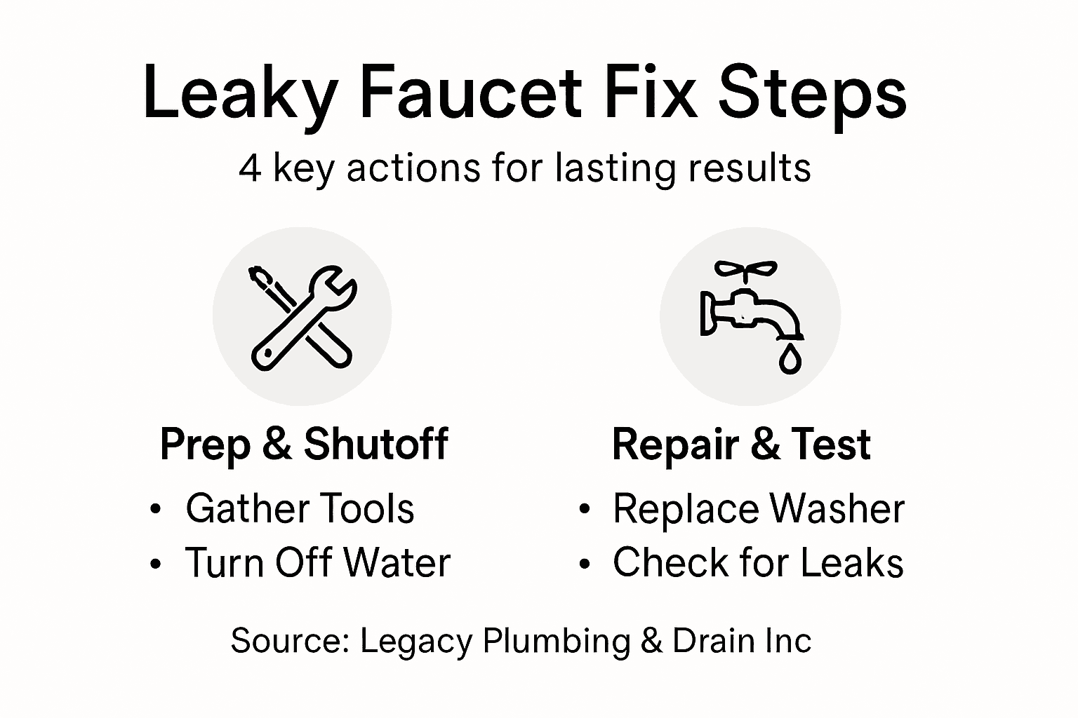 Infographic showing simple steps to fix faucet
