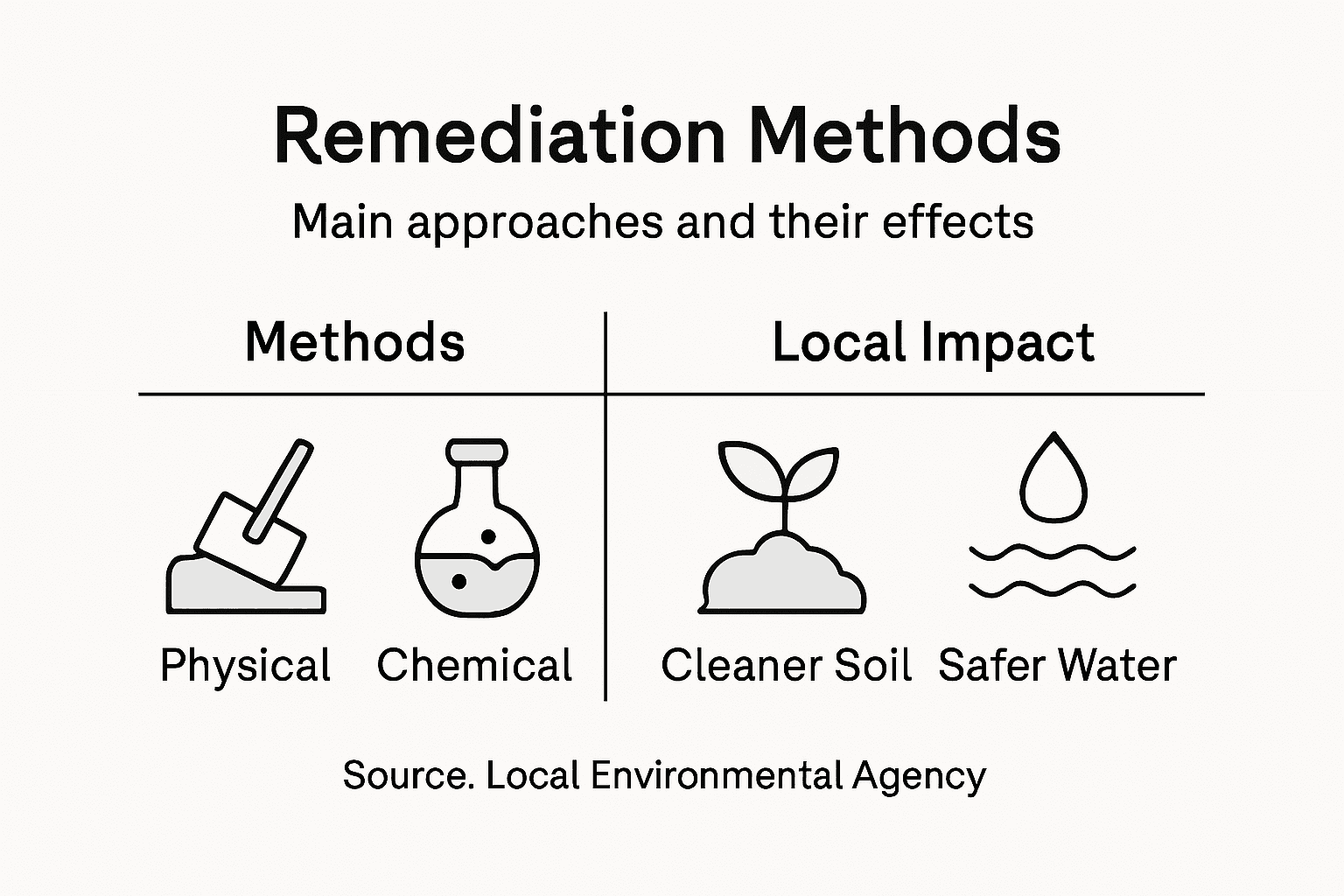 Infographic summarizing remediation methods and impact