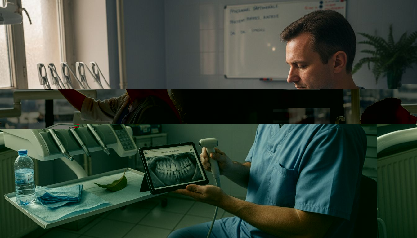 Tehnician dentar folosind un scanner digital de ultimă generație