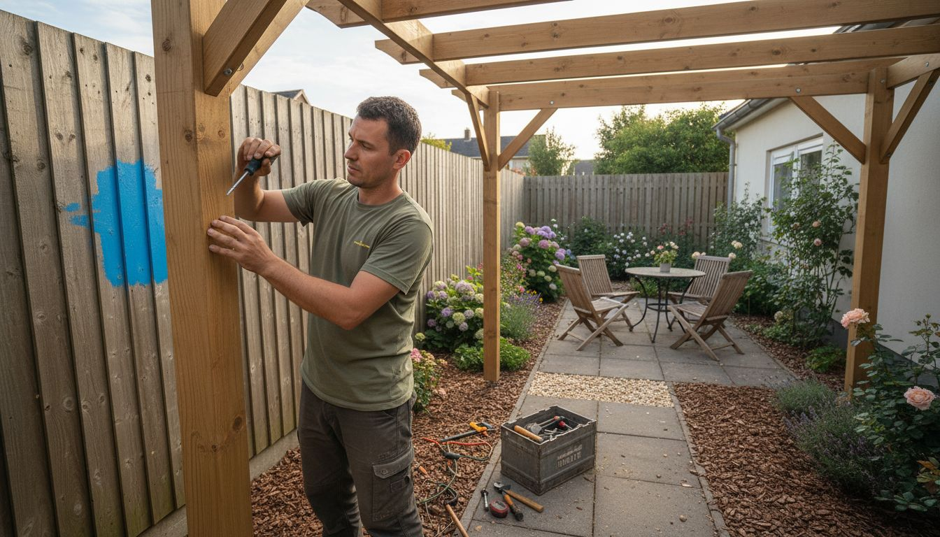 Instalare pergolă și transformarea unei curți mici într-un spațiu primitor