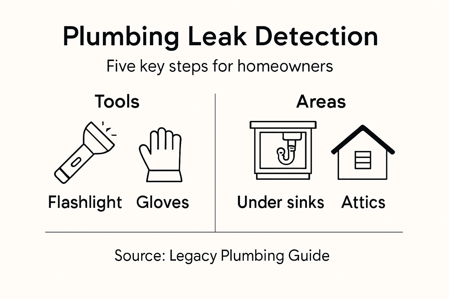 Infographic outlining leak detection steps