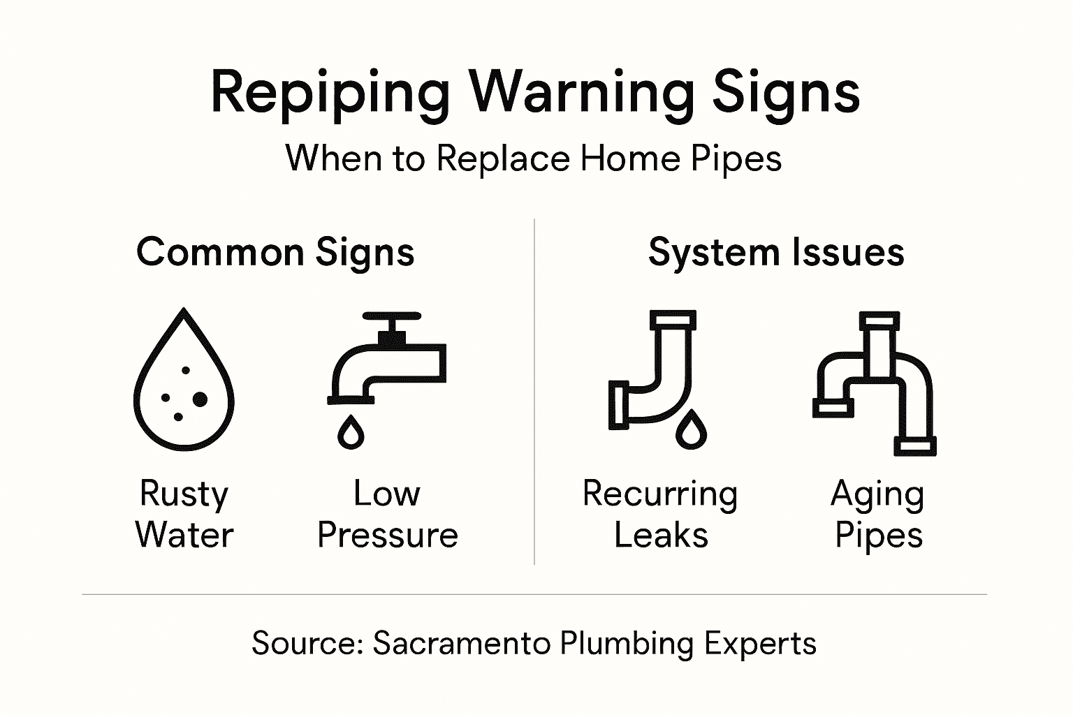 Infographic outlining key repiping warning signs