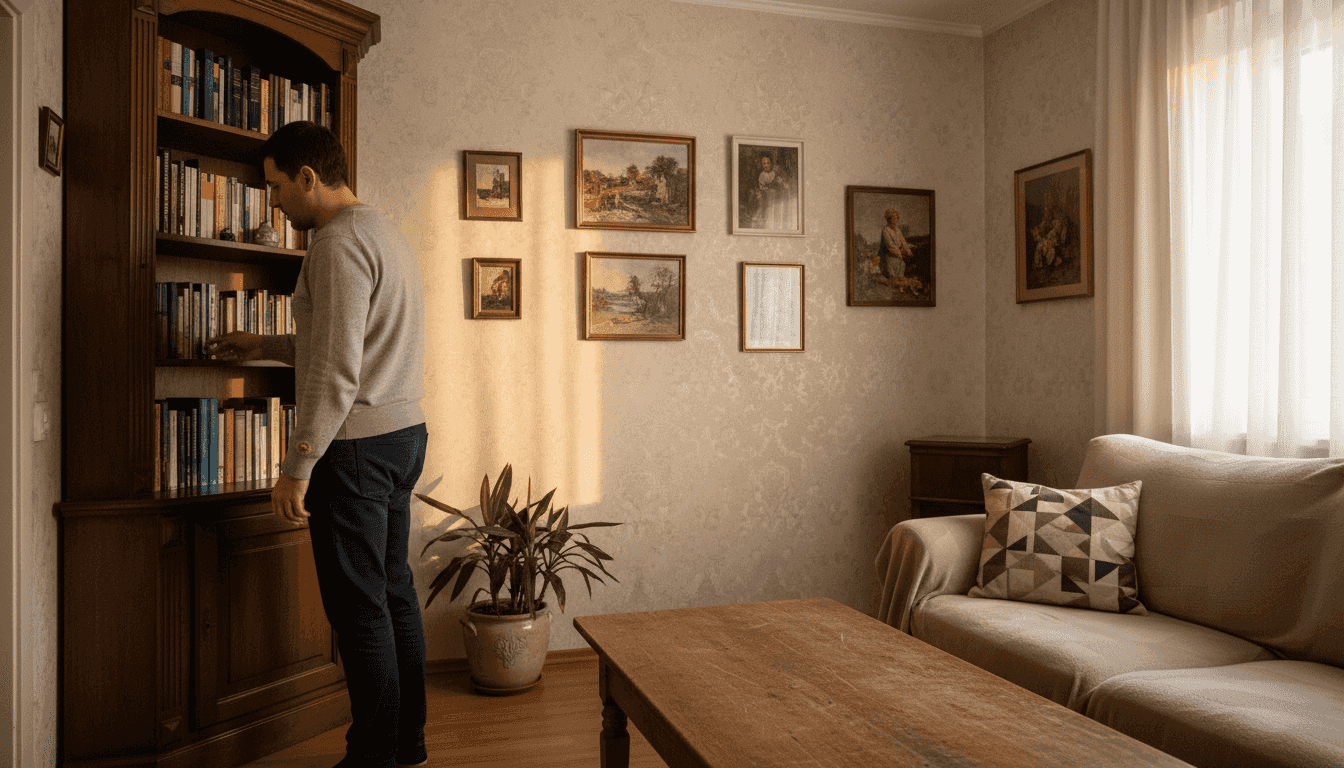 Living amenajat într-un stil care combină cu gust elemente clasice cu accente moderne