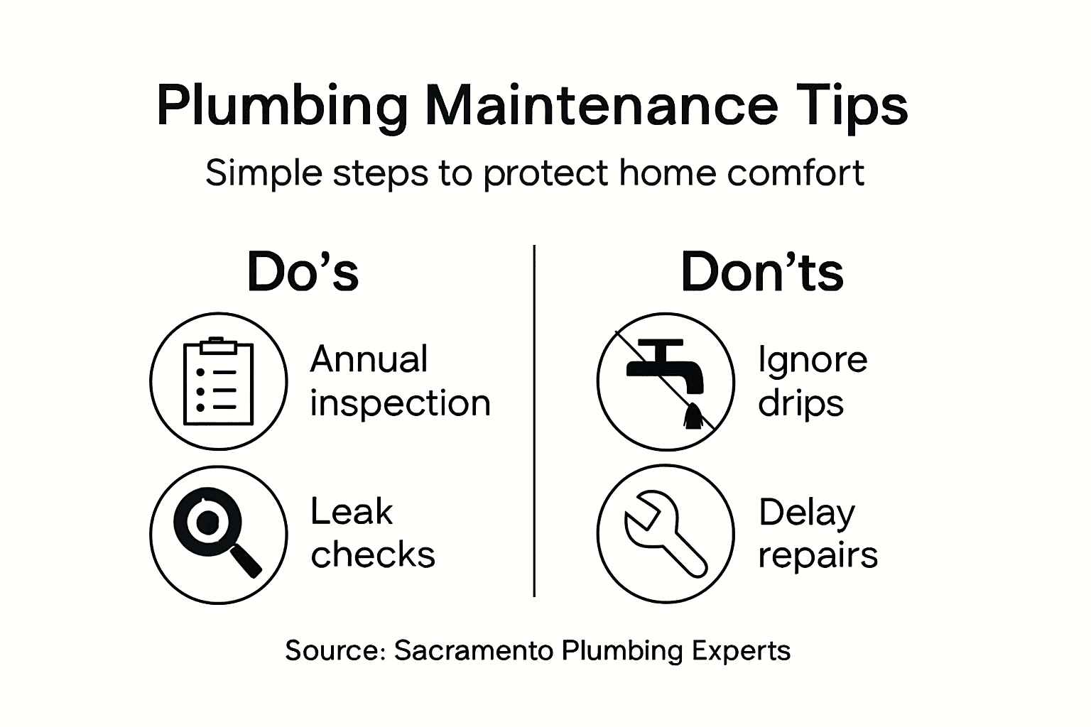Infographic on plumbing maintenance tips and mistakes