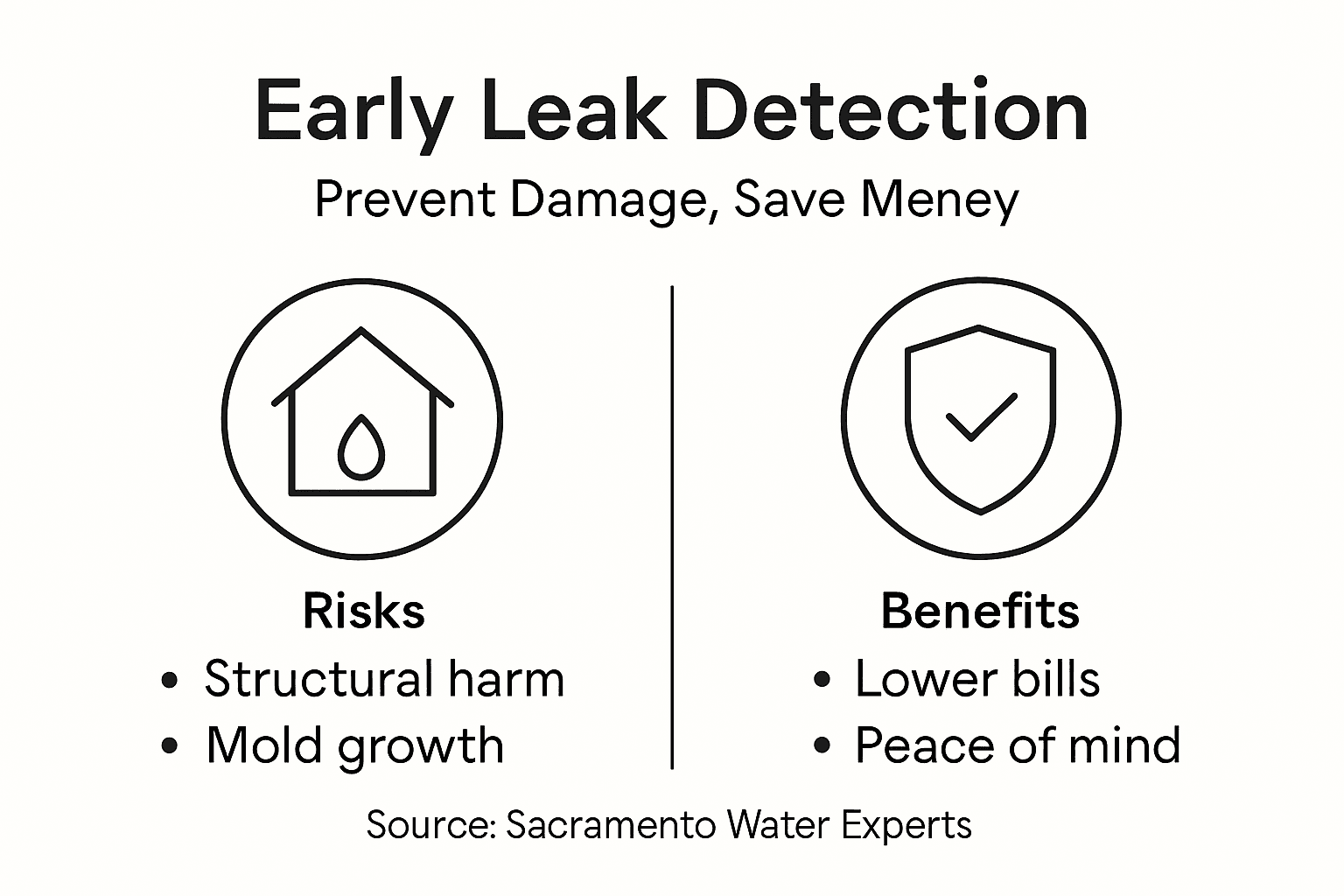 Infographic on early leak detection risks and benefits