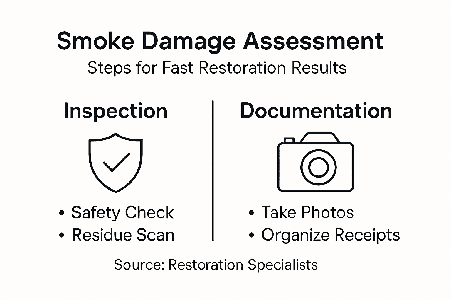 Infographic outlining smoke damage assessment steps