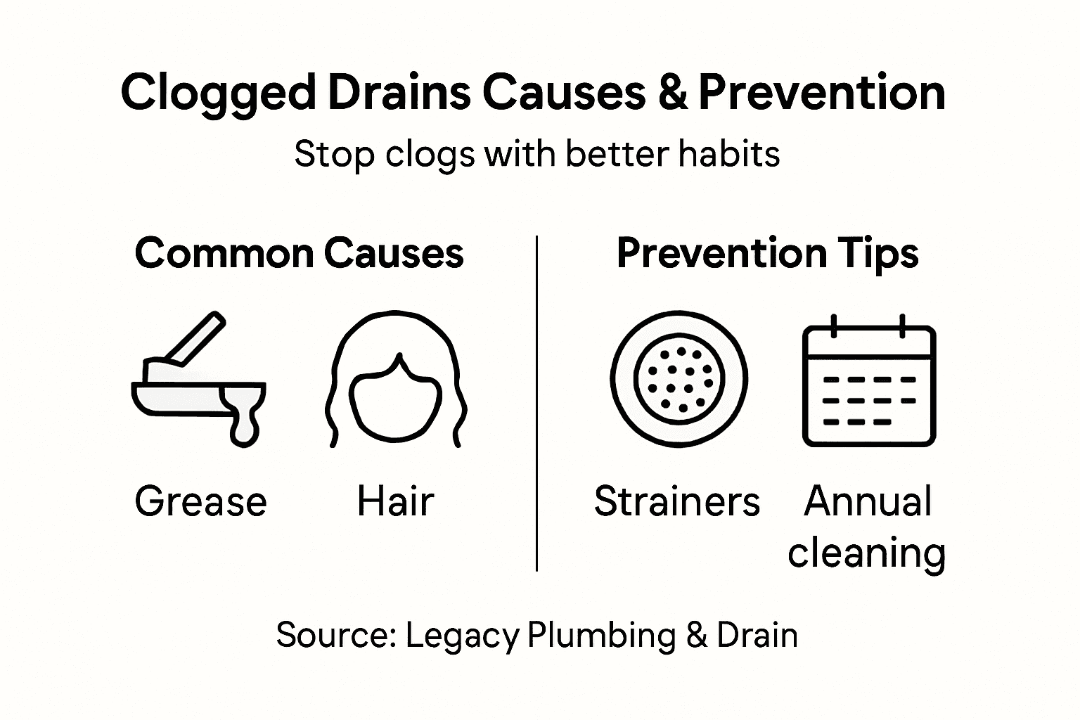 Infographic showing drain clog causes and tips