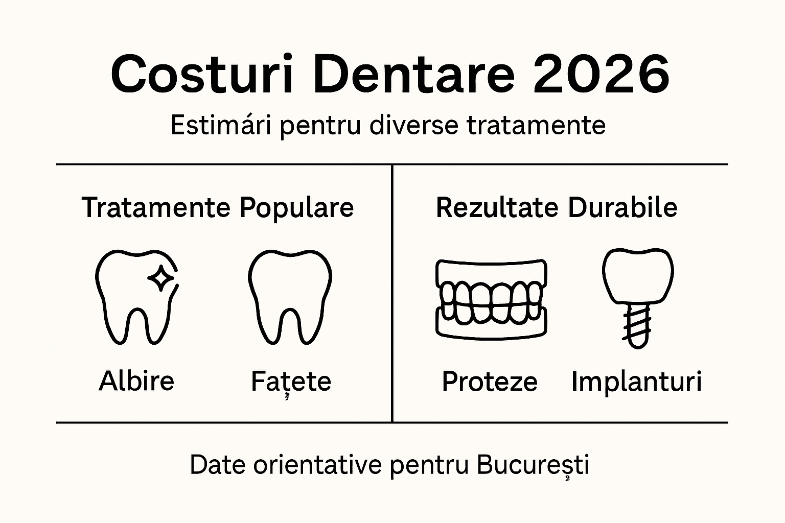 Ghid vizual al prețurilor pentru tratamente stomatologice moderne