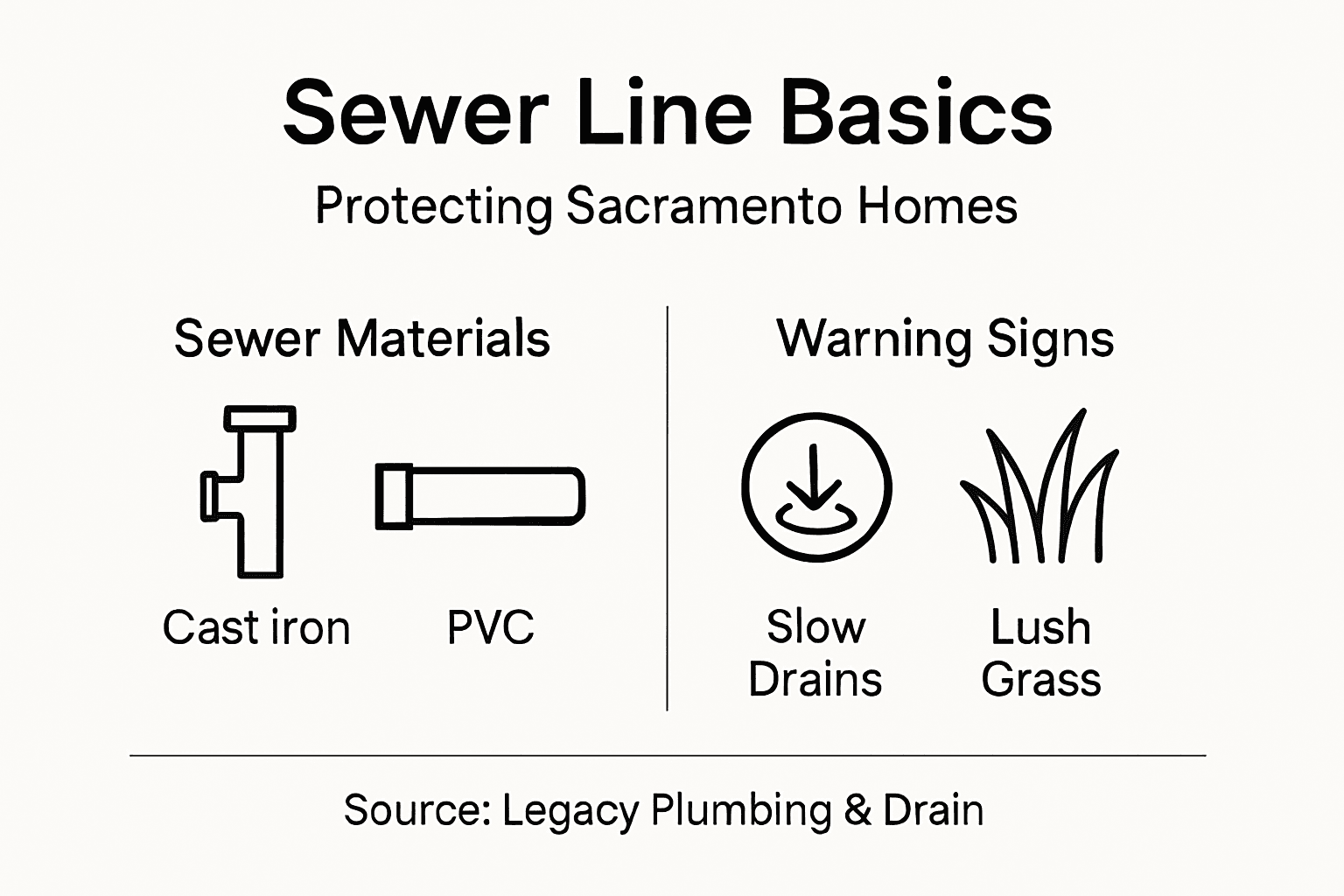Infographic with sewer materials and warning signs
