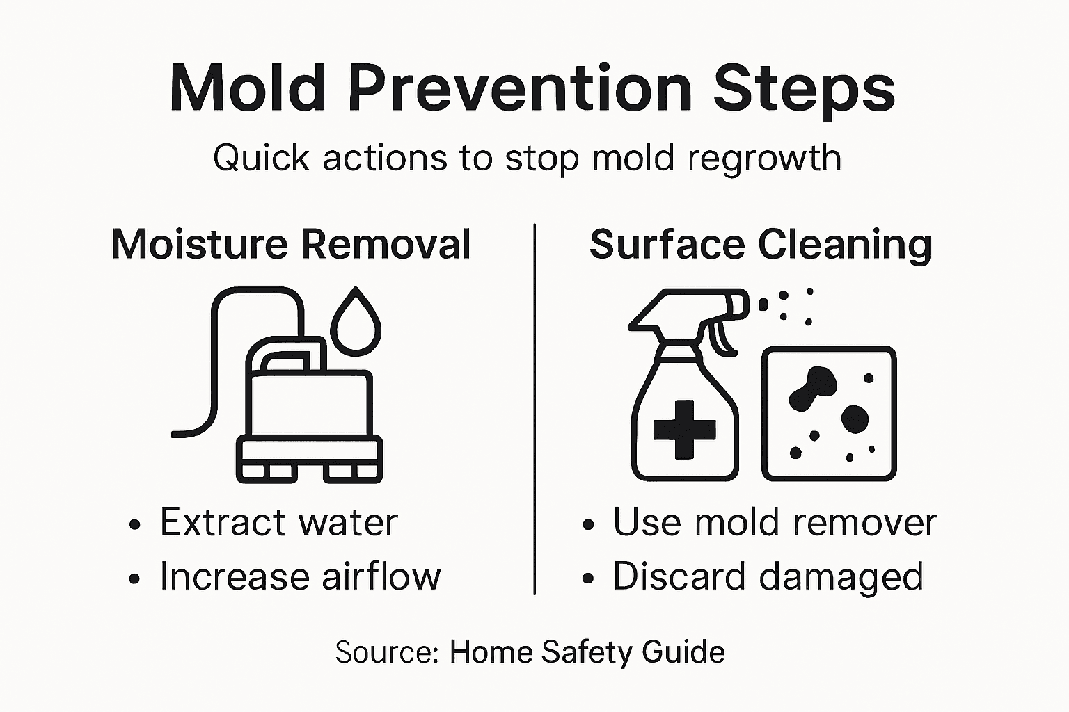 Infographic with mold prevention steps overview