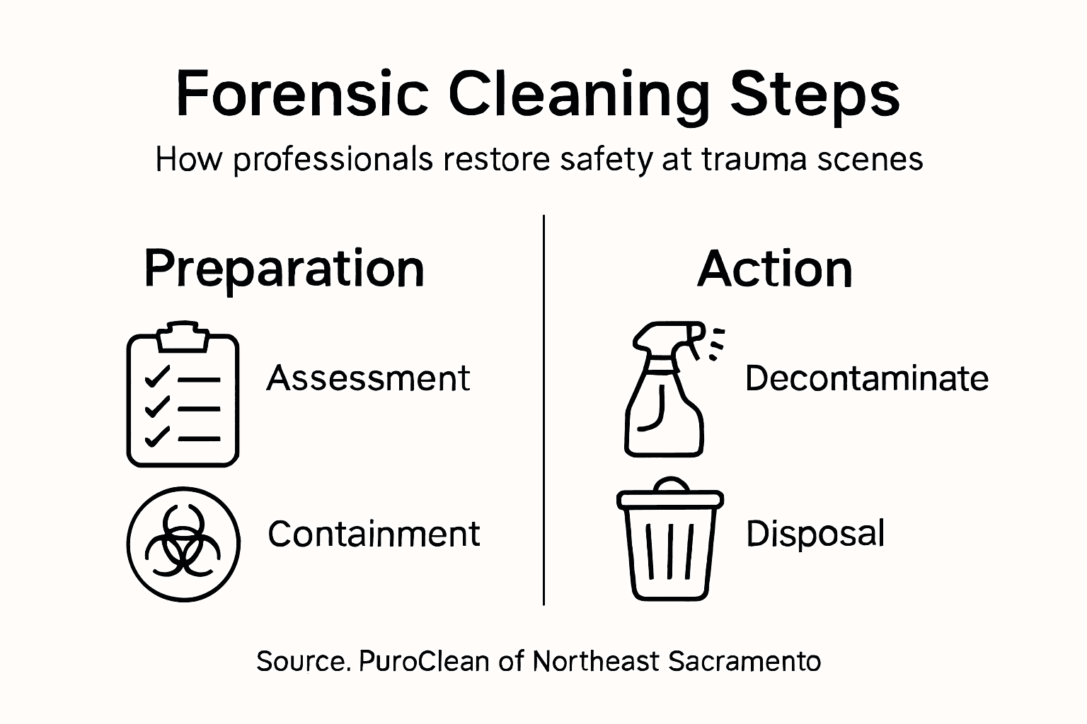 Infographic of forensic cleaning process steps