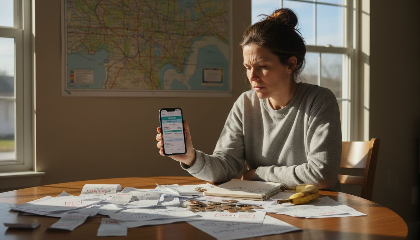 Worried homeowner reviewing plumbing bills