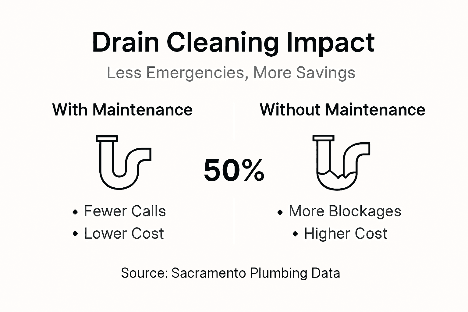 Infographic comparing drain cleaning to emergency rates