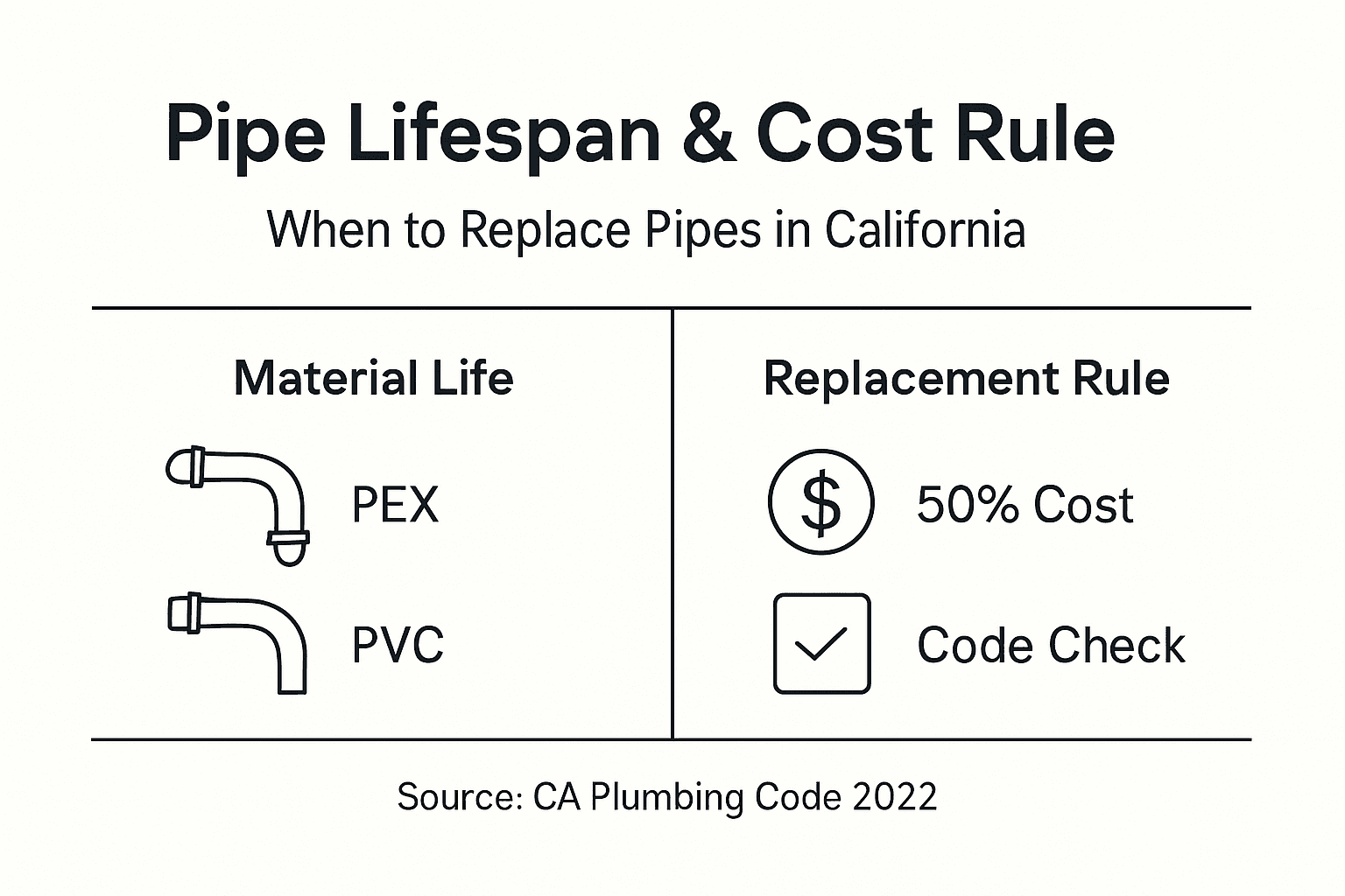 Infographic of pipe types and replacement rule