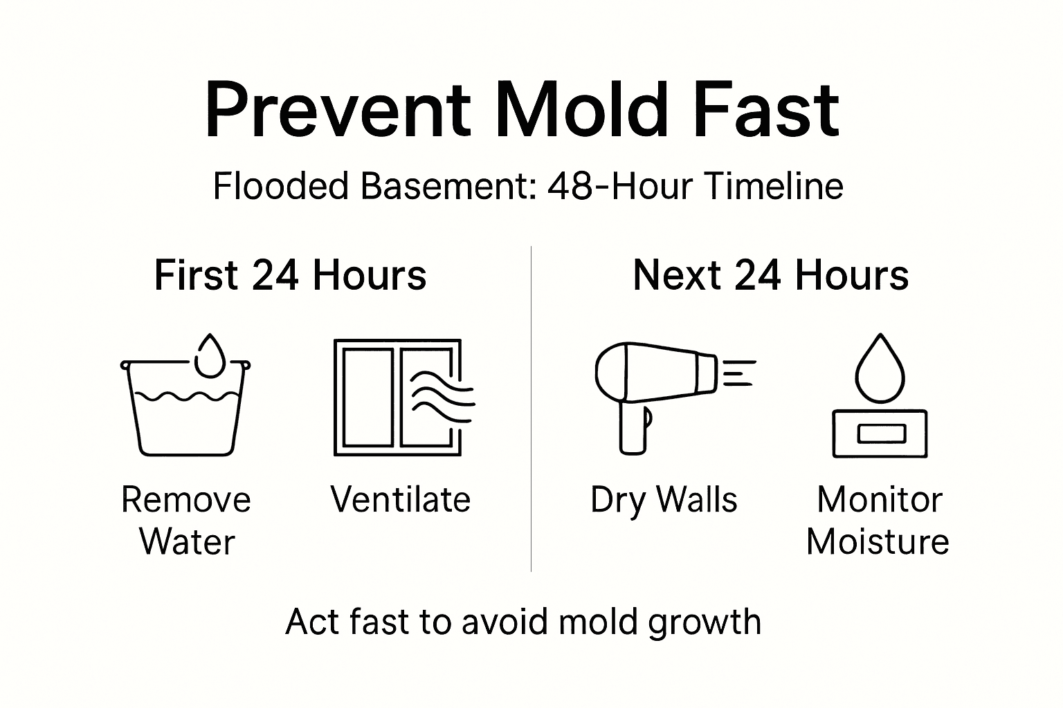 Infographic showing mold prevention cleanup steps