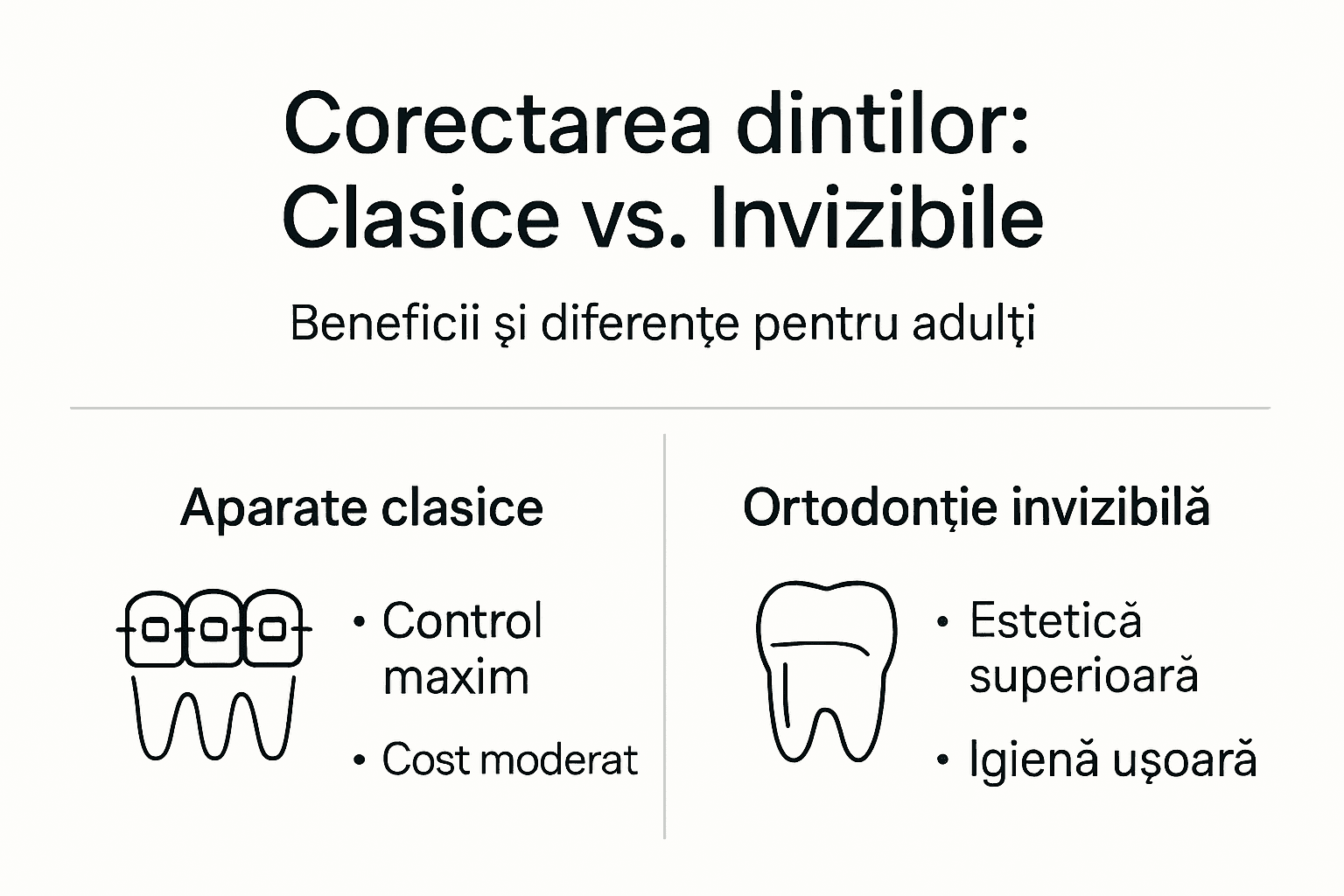 Infografic: principalele diferențe între tipurile de aparate dentare