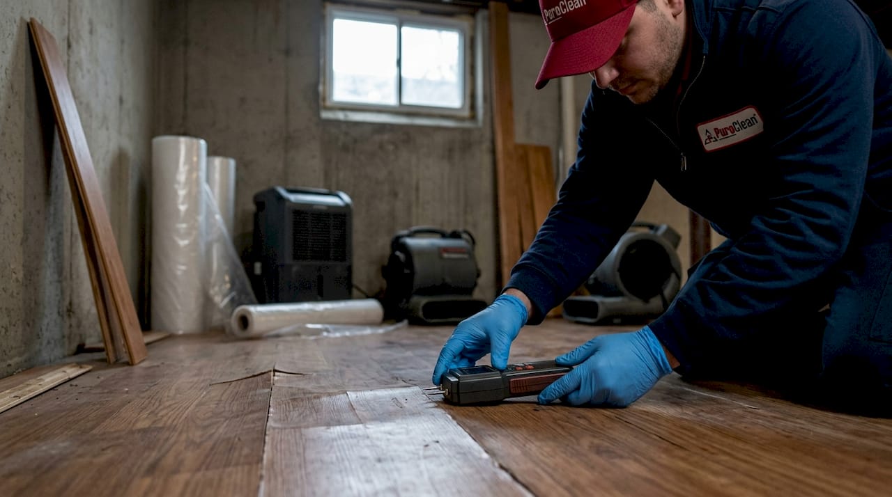 Hands with gloves testing moisture levels