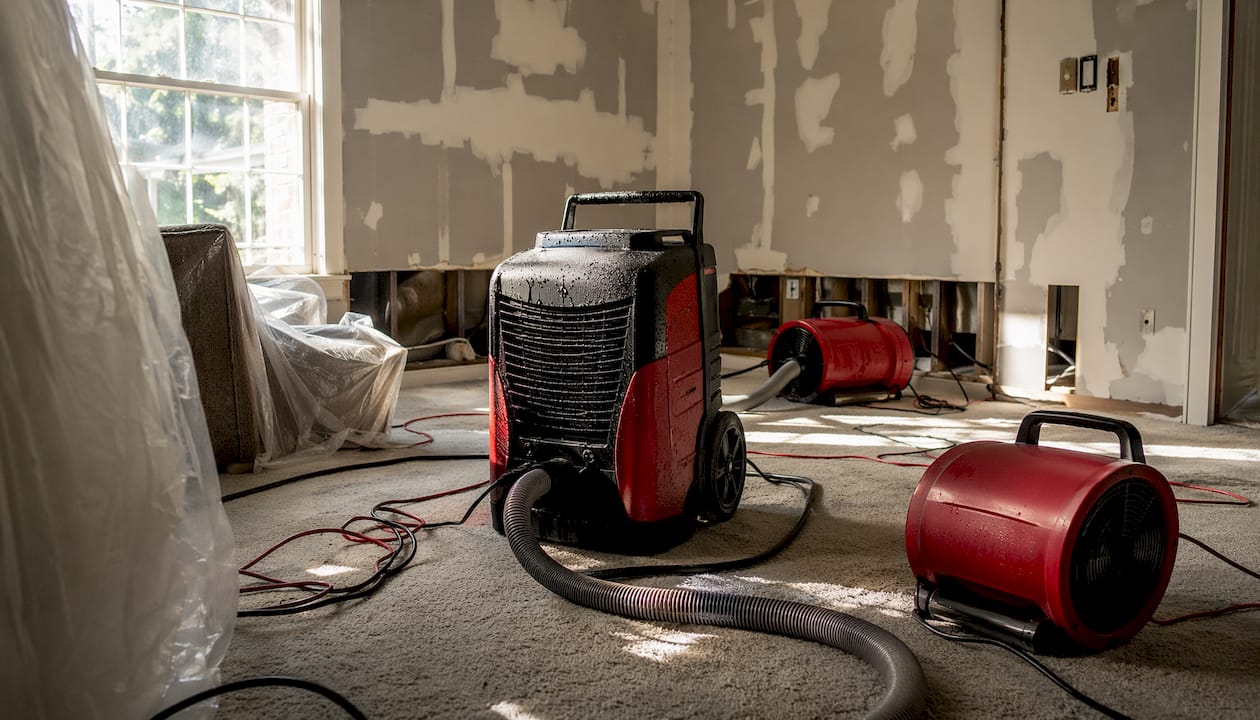Industrial drying machines operating in home hallway
