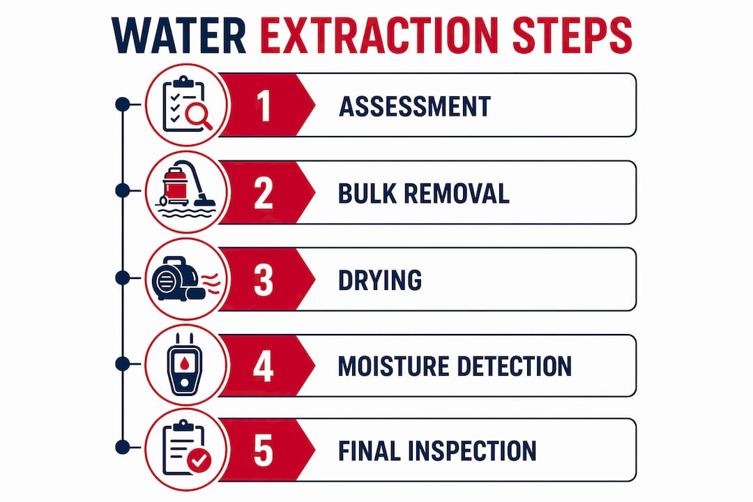 Infographic showing step-by-step water extraction process