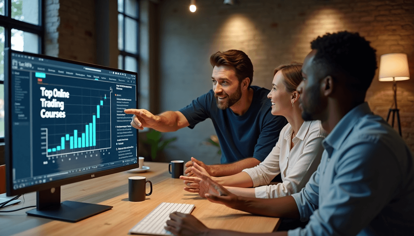 Group in Botswana studying online trading course together