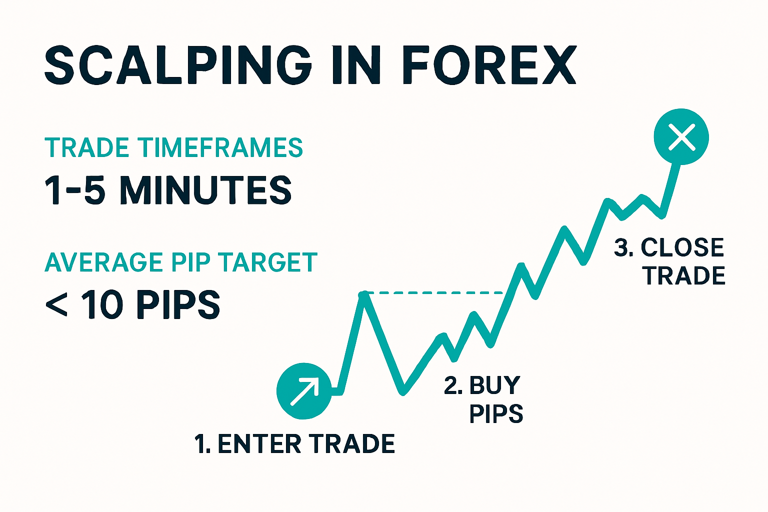Infographic showing scalping in forex trading basics and process