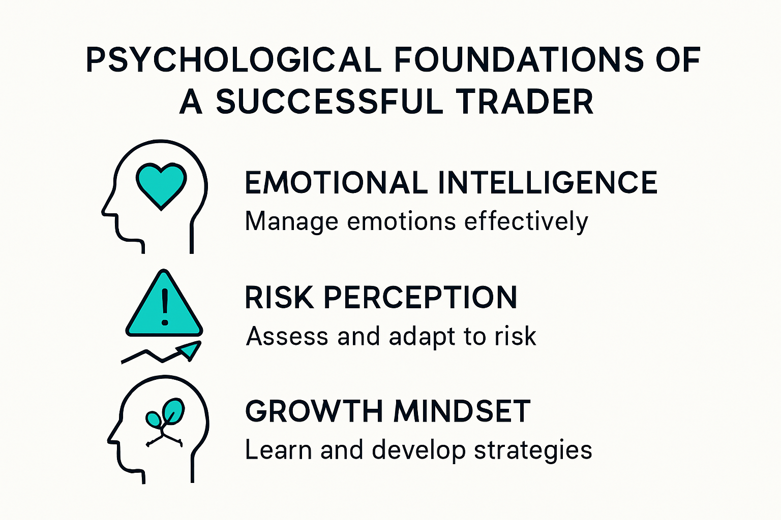 Infographic illustrating psychological foundations of trader mindset development