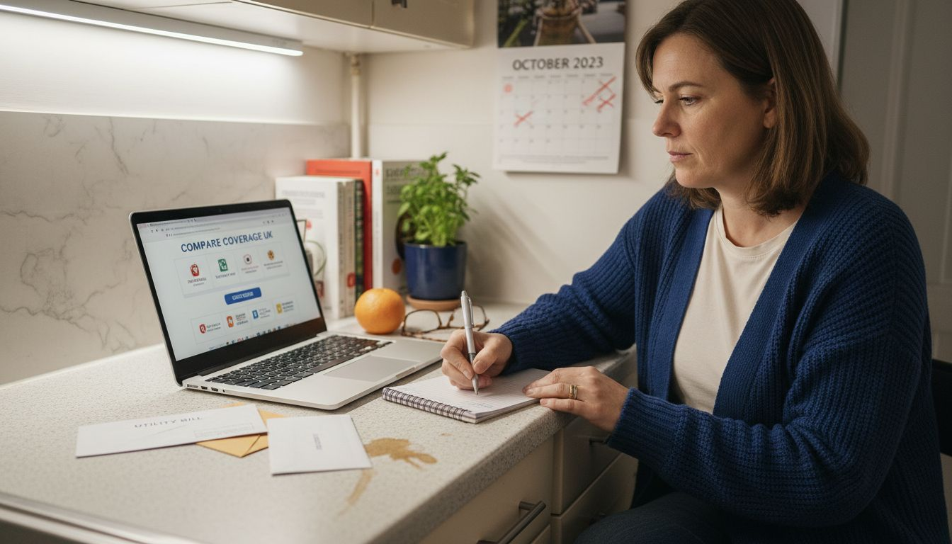 Woman comparing insurance policies online