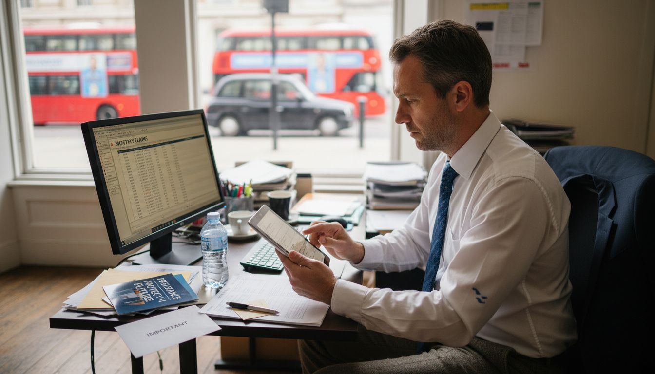 Insurance agent working with digital tablet
