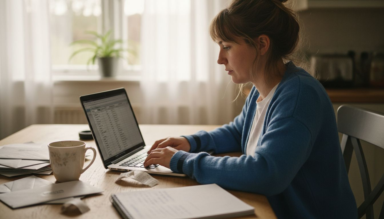 Woman comparing car insurance quotes spreadsheet